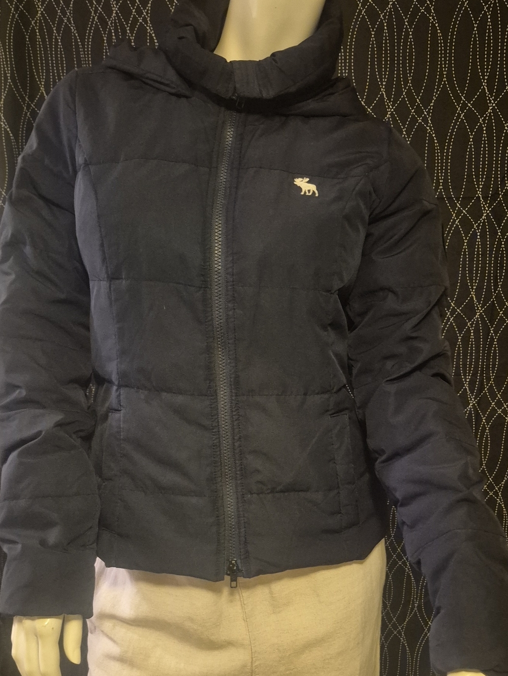 abercrombie Woman Navy Hooded Puffer Jacket
